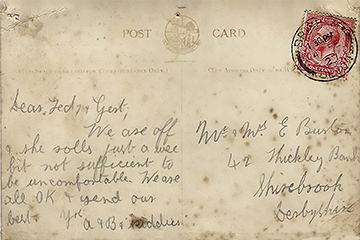 Post card SS Banella 1927 obverse